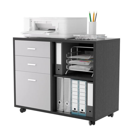 Multifunctional large-capacity mobile file cabinet and 3 drawers and 2 shelves