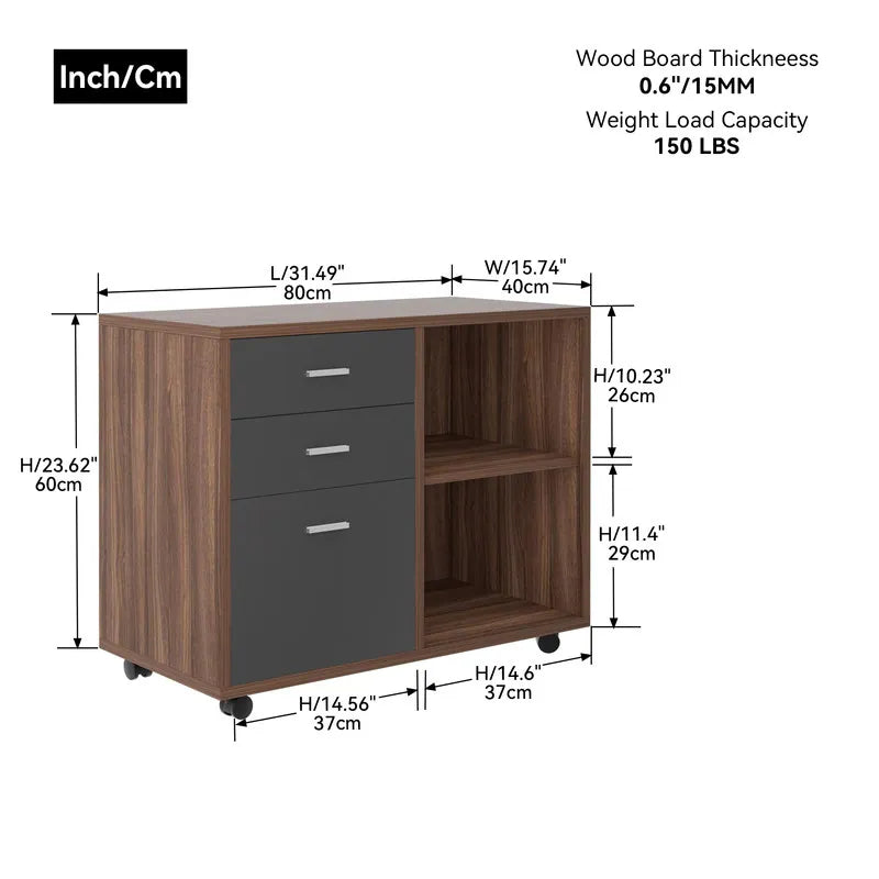 Multifunctional large-capacity mobile file cabinet and 3 drawers and 2 shelves