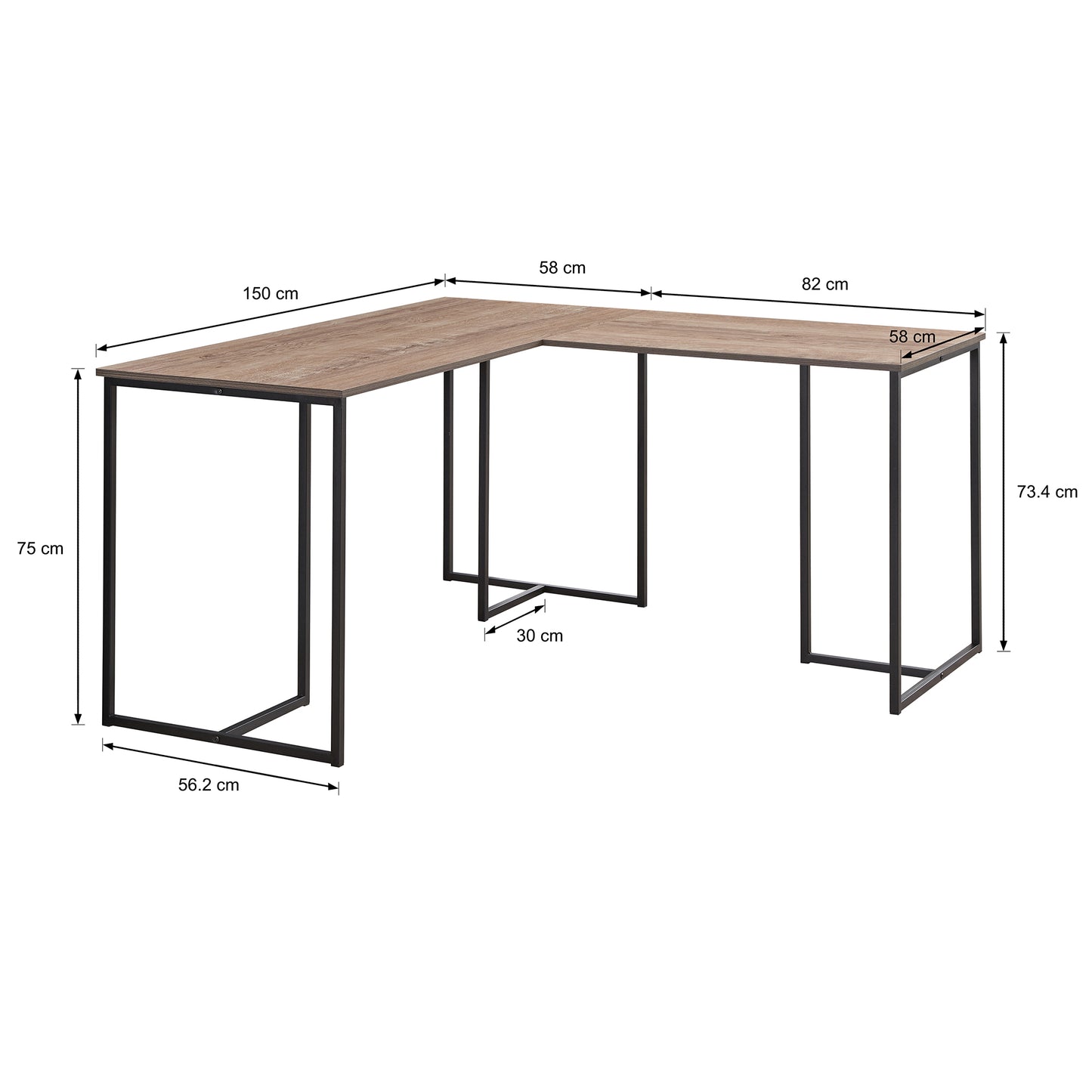 Natural Stable L-Shaped Office Desk