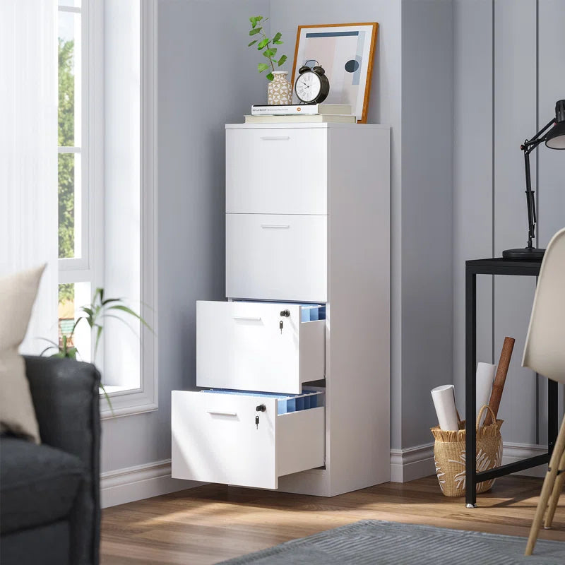 Wide 4 -Drawer Vertical Filing Cabinet - White