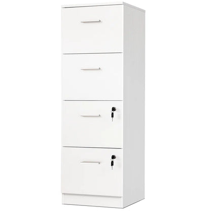 Wide 4 -Drawer Vertical Filing Cabinet - White