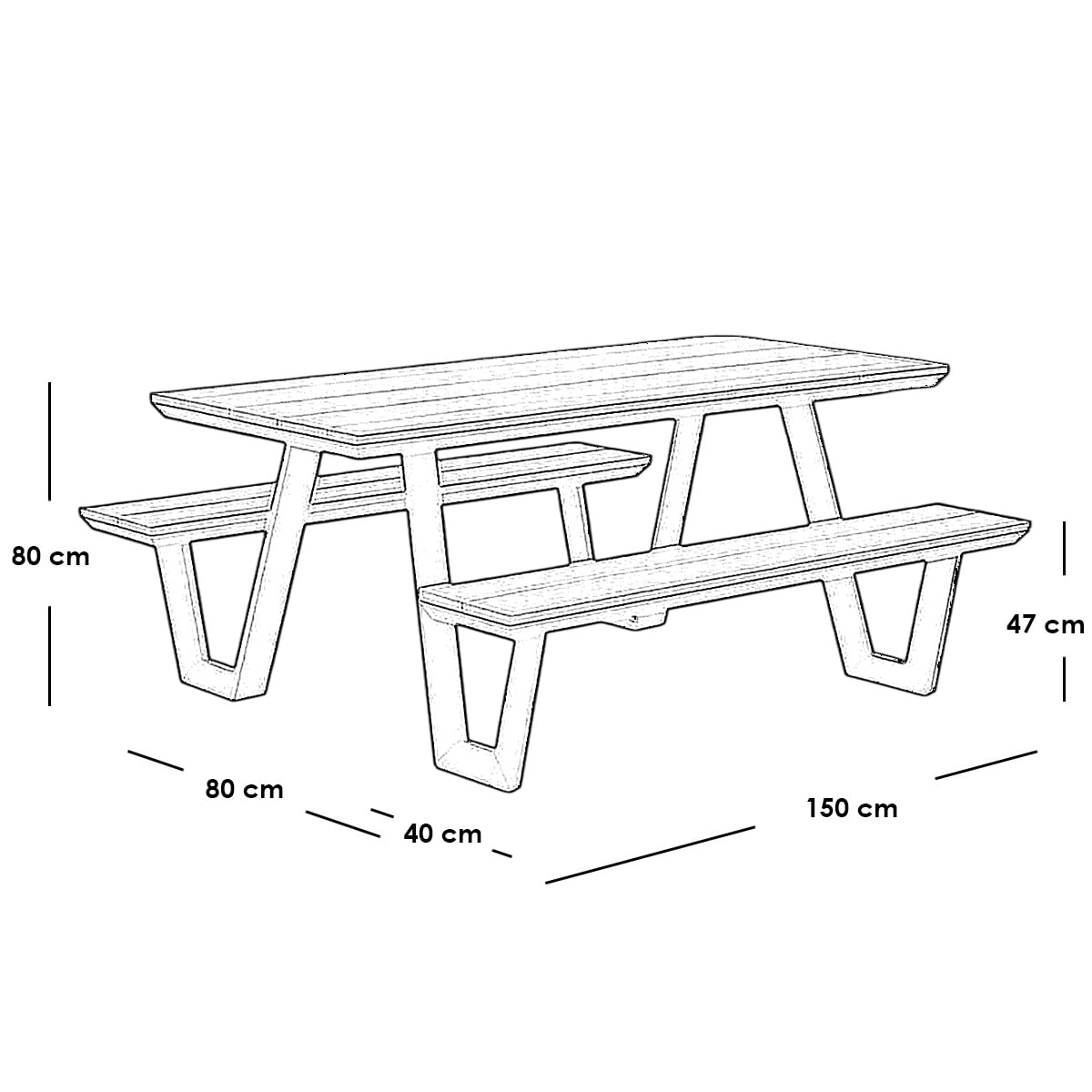 Havana Picnic Table - Heavy Steel & Pine Wood