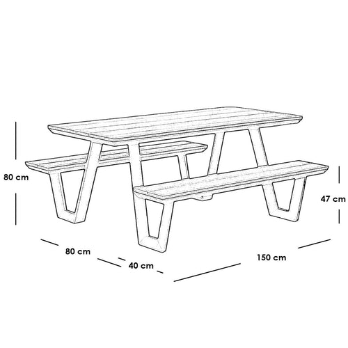 Havana Picnic Table - Heavy Steel & Pine Wood