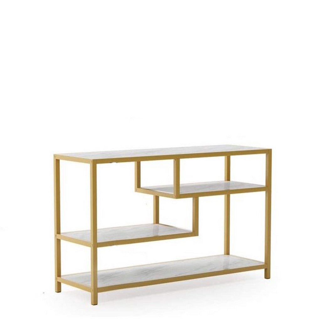 Console Gold & White 120X40/100 Cm