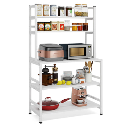 Stable White  Kitchen Baker's Rack, 5-Tier Freestanding Kitchen Utility Storage Shelf