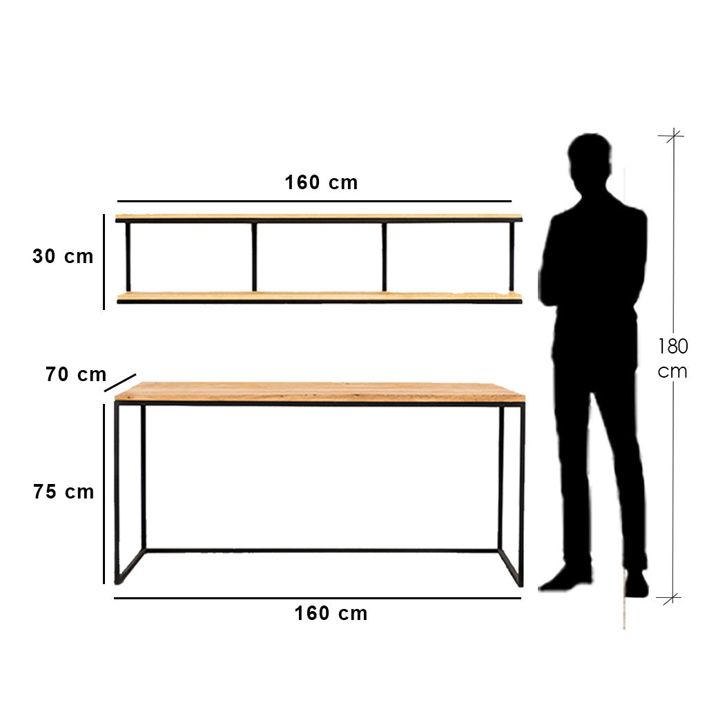 Desk Black & Beige 160X60/75 Cm