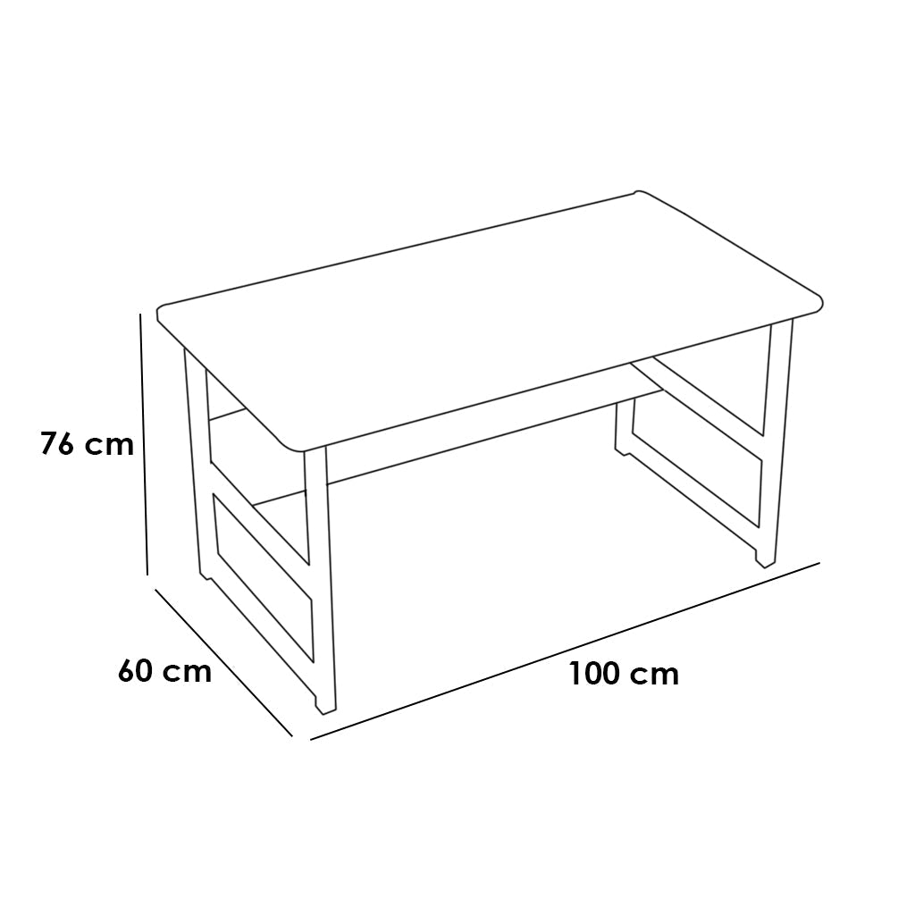 Custom steel office desk 100x60 cm with 76 cm height, built-to-order sturdy furniture