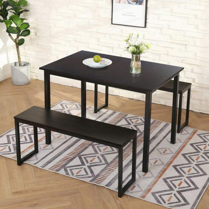 Dining Table and 2 Benches - Black