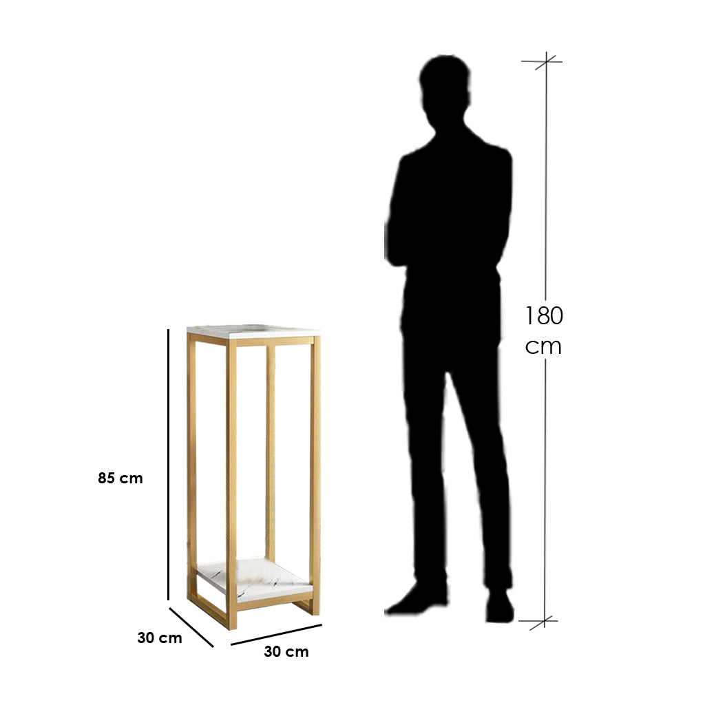 Side Table Gold & White 30X30/85 Cm