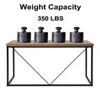 Modern black and brown desk with sturdy metal frame, weight capacity 350 lbs, home office furniture