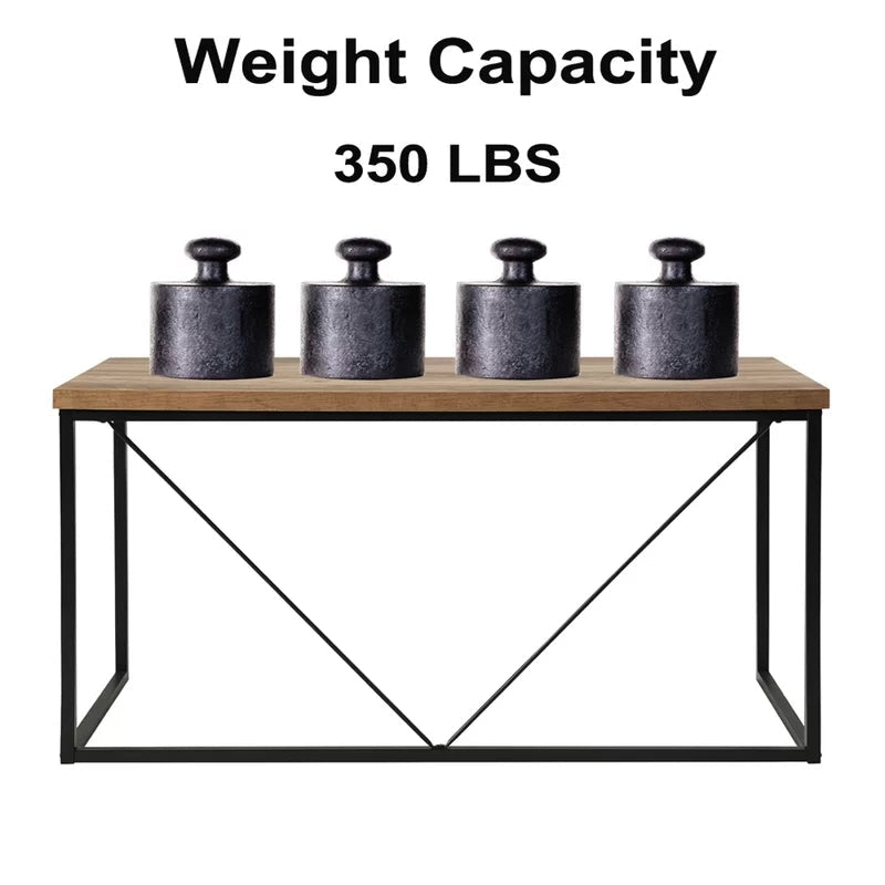 Modern black and brown desk with sturdy metal frame, weight capacity 350 lbs, home office furniture
