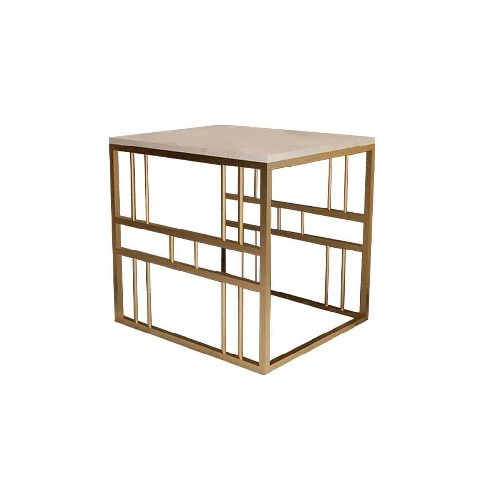 Side Table Gold & White 50X50/60 CM