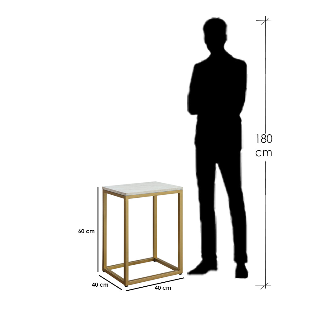 Side table Gold & White 40X40/60 Cm