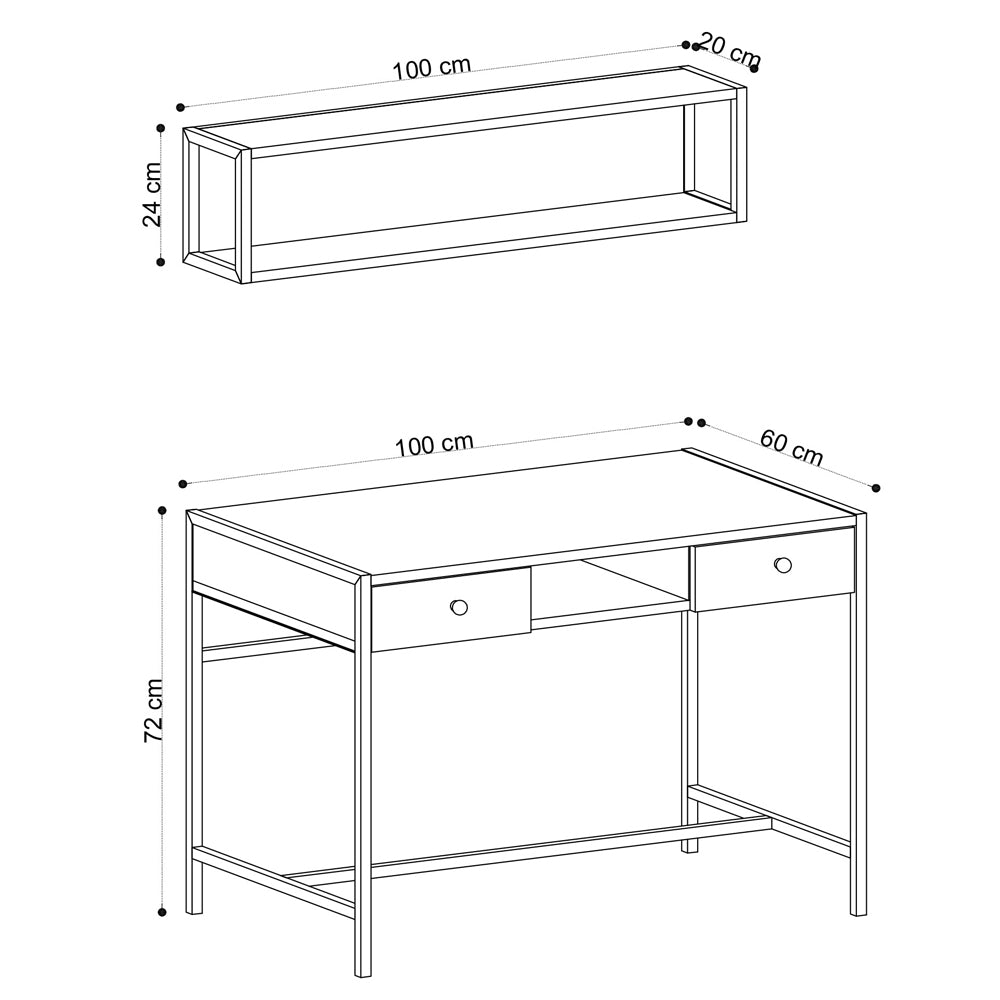 Stable Metal Desk 100x60 Cm with hanging shelf