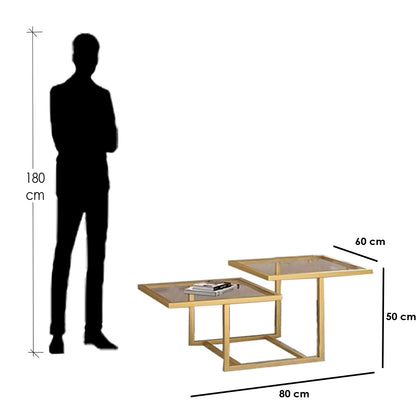 Coffee Table Gold 80X60/50 Cm