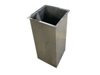 Modern stainless steel rectangular wastebasket with minimalist design on white background