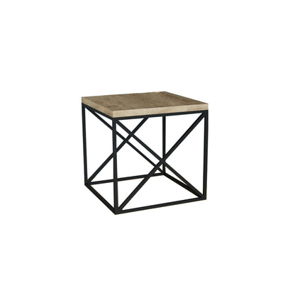 Side Table White & Beige 50X50/50 Cm