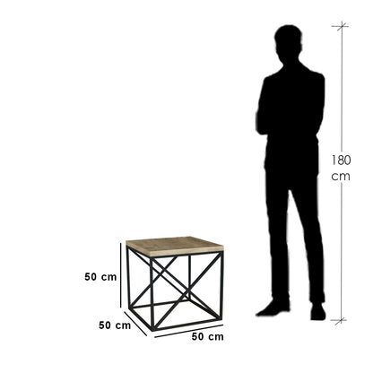 Side Table White & Beige 50X50/50 Cm