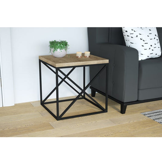 Side Table Black & brown 50X50/50 Cm