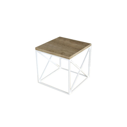 Side Table White & Beige 50X50/50 Cm