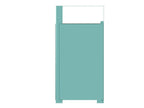 Modern aqua wastebasket with minimalist rectangular design, viewed from the side