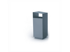 Modern aqua blue rectangular wastebasket with open top, minimalist home accessory