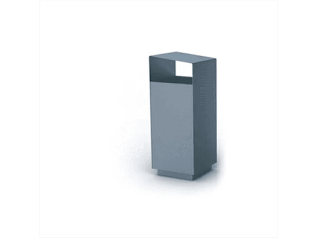 Modern aqua blue rectangular wastebasket with open top, minimalist home accessory