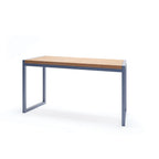 Modern outdoor table with wood top and metal frame, seats 4-6, minimalist design