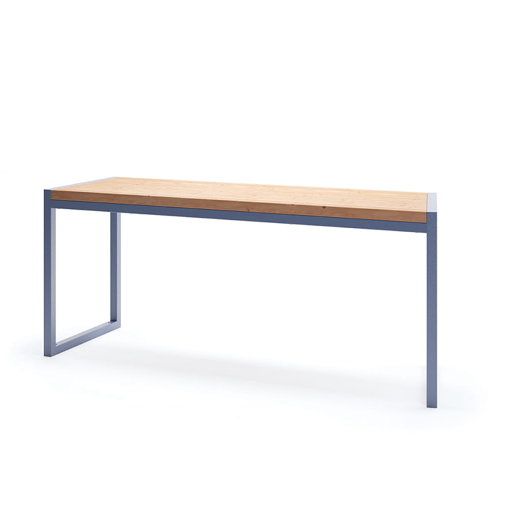 Modern outdoor table with wood top and metal frame, seats 6 to 8, 180 cm long
