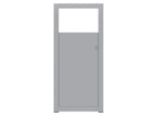 Modern gray stable wastebasket with a rectangular design and metal finish