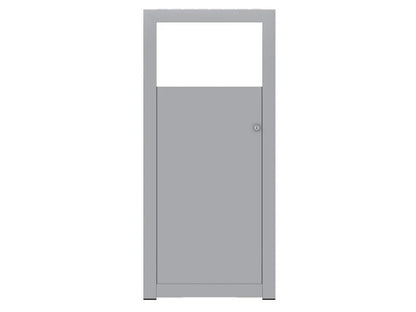 Modern gray stable wastebasket with a rectangular design and metal finish