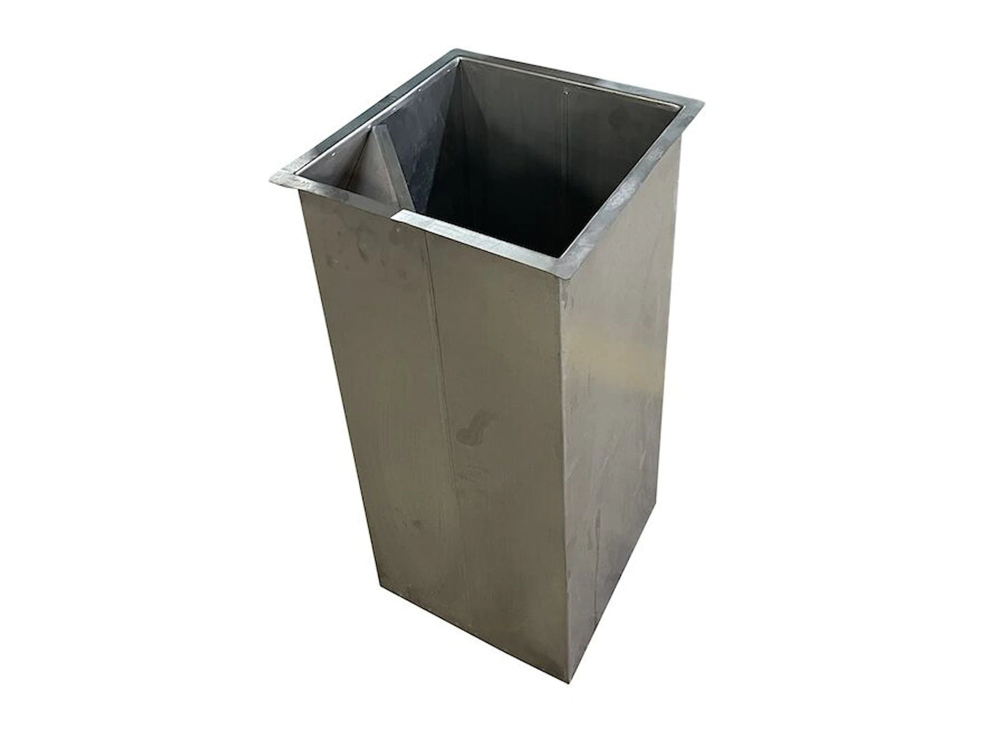 Stainless steel square wastebasket with open top, modern minimalist design