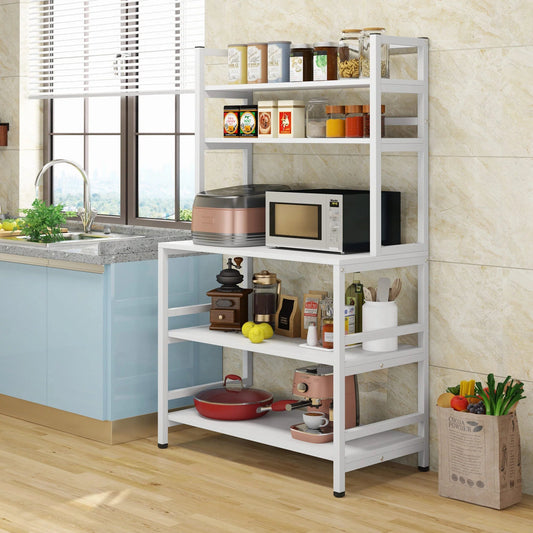 Stable White Kitchen Baker's Rack, 5 - Tier Freestanding Kitchen Utility Storage Shelf - Stable furniture
