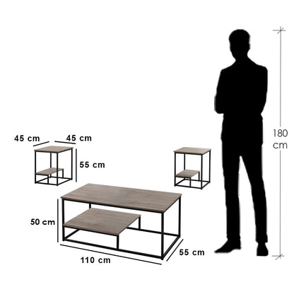 Center & Side Table - brown & Black