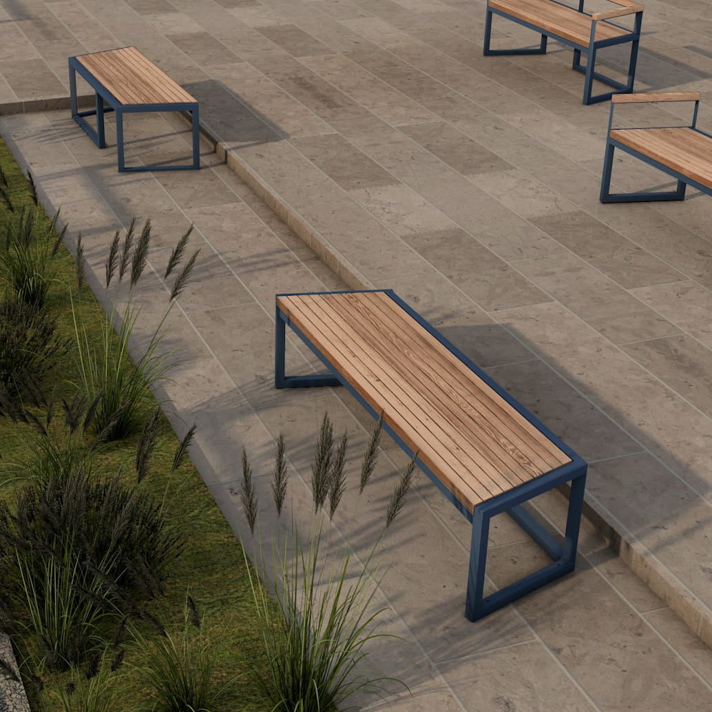 Tamara 3 Seater Public Backless Bench - Stable furniture