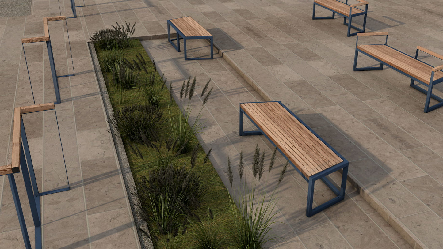 Tamara 3 Seater Public Backless Bench - Stable furniture